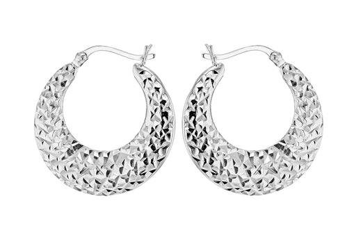 Sterling Silver 26mm x 27mm FacetedCreole Earrings