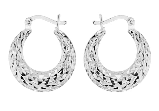 Sterling Silver 19mm x 21mm FacetedCreole Earrings