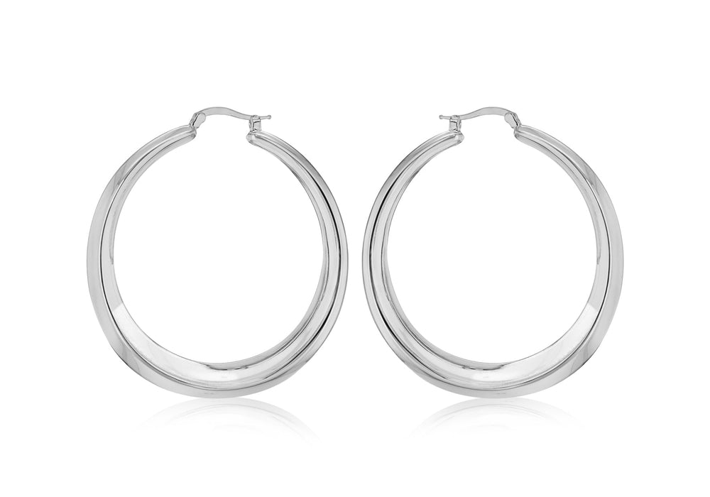 Sterling Silver 50mm Graduated Eletroform Creole Earrings