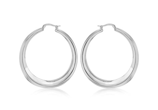 Sterling Silver 50mm Graduated Eletroform Creole Earrings