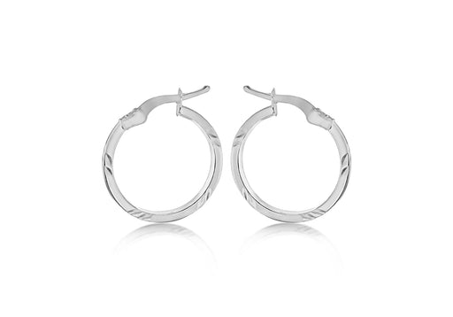 Sterling Silver 17.5mm Patterned Creole Earrings