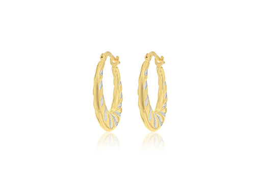 Sterling Silver 9ct Gold Bonded 2-Tone Stripe 20mm Creole Earrings