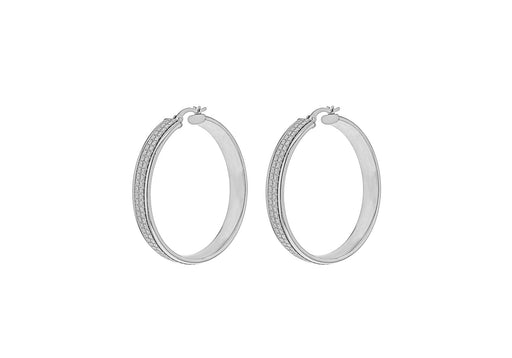 Sterling Silver 40mm Stardust Creole Hoop Earrings