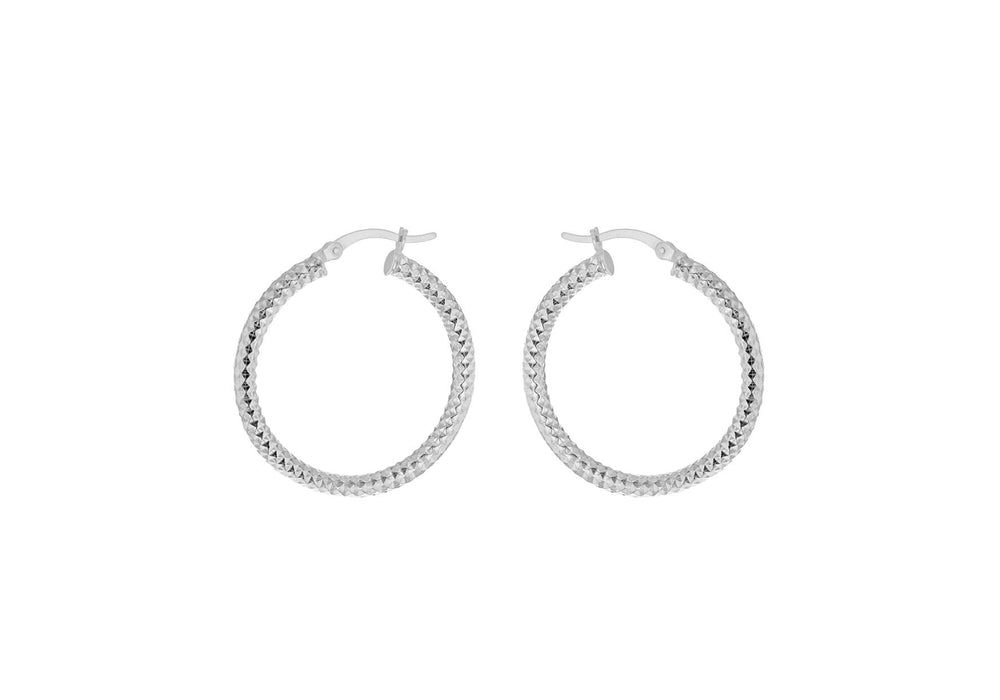 Sterling Silver 30mm Diamond Cut Hoop Creole Earrings