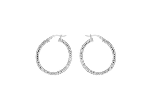 Sterling Silver 30mm Diamond Cut Hoop Creole Earrings