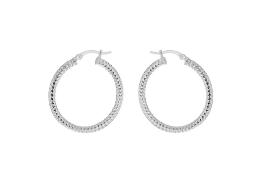 Sterling Silver 50mm Diamond Cut Hoop Creole Earrings