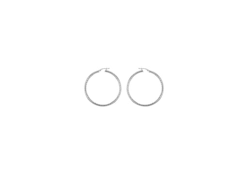 Sterling Silver 30mm Twist Diamond Cut Hoop Creole Earrings