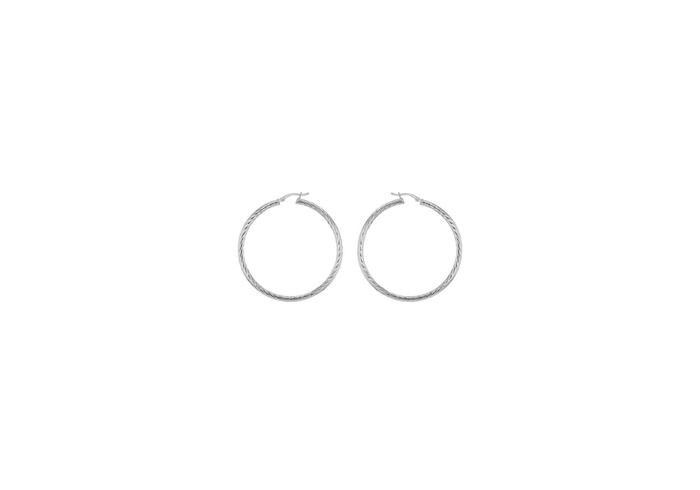 Sterling Silver 25mm Twist Diamond Cut Hoop Creole Earrings