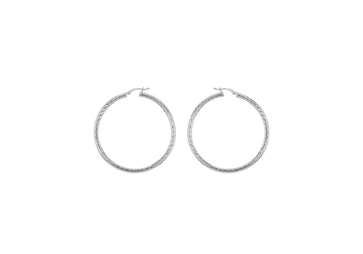 Sterling Silver 35mm Twist Diamond Cut Hoop Creole Earrings