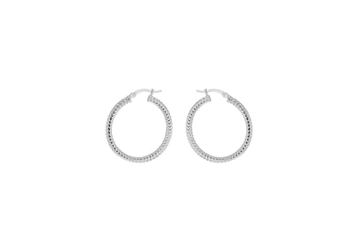 Sterling Silver 25mm Diamond Cut Hoop Creole Earrings