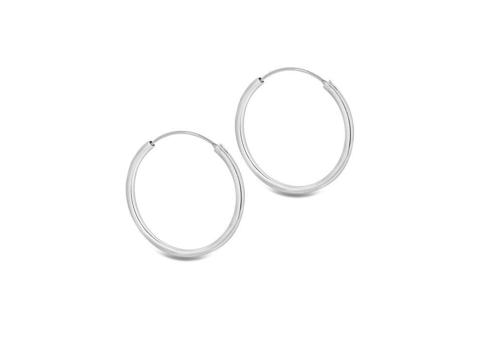 Sterling Silver 30mm Square-Tube Hinged Endless Hoop Earrings