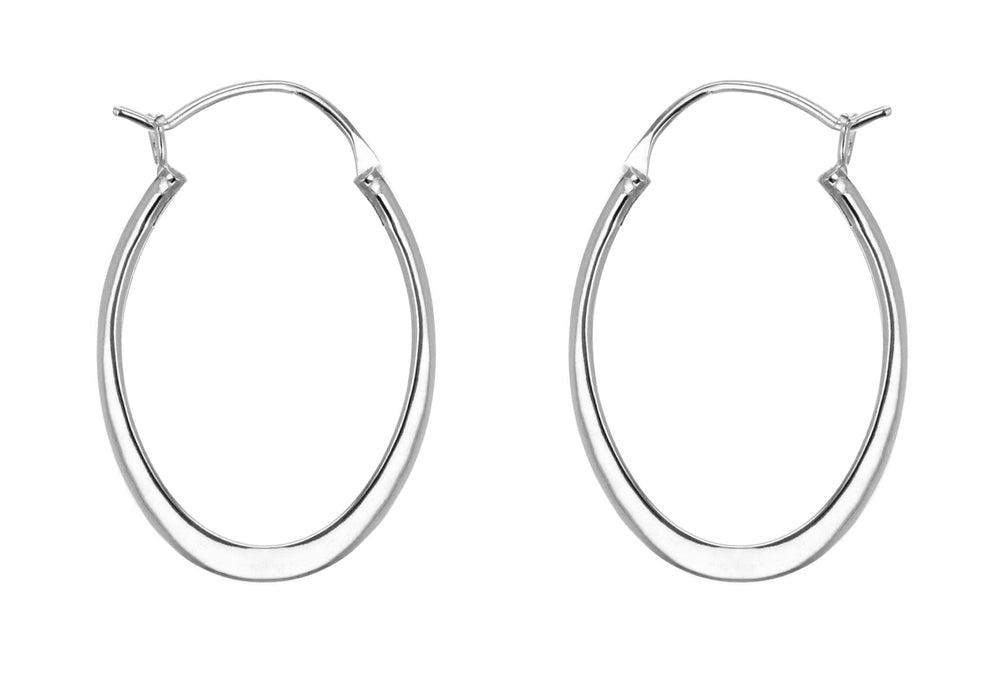 Sterling Silver Oval Creole Earrings