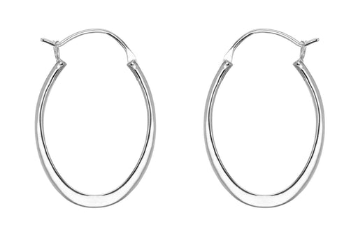 Sterling Silver Oval Creole Earrings