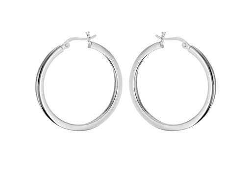 Sterling Silver 35mm Square Tube Creole Earrings