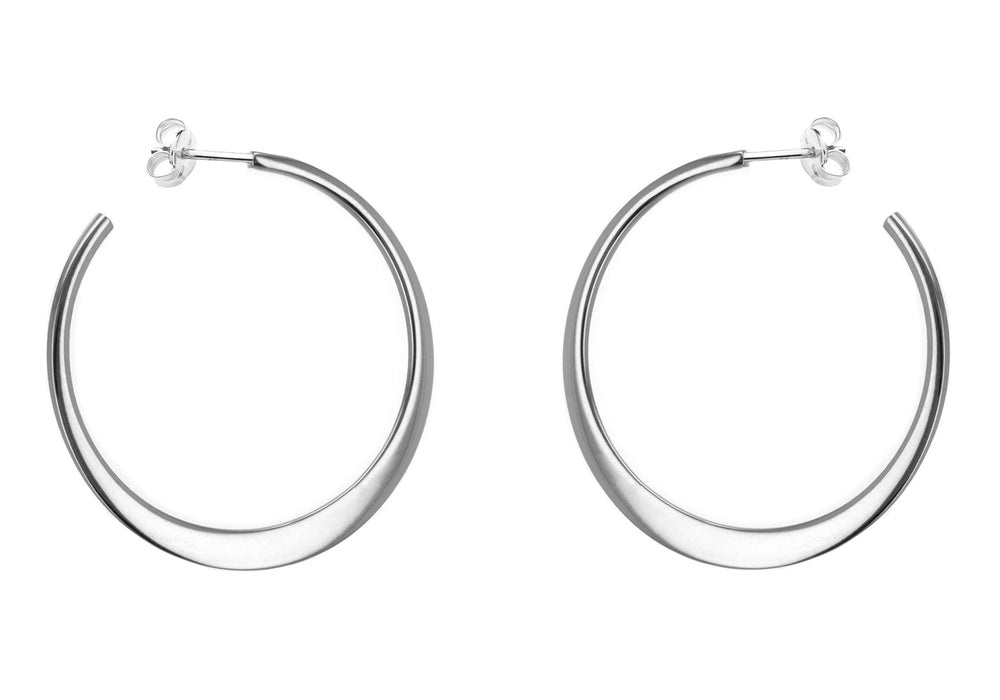 Sterling Silver 35mm Flat Hoop Earrings