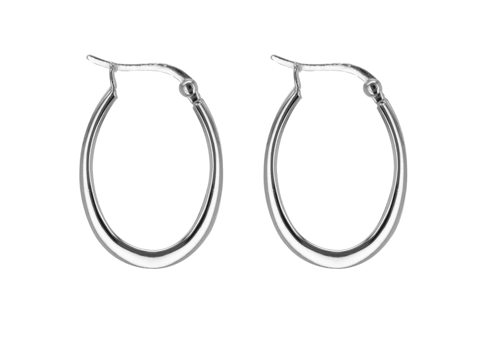 Sterling Silver Oval Flat Graduated Creole Earrings