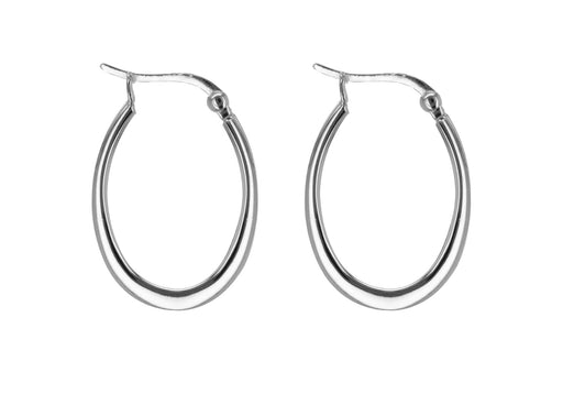 Sterling Silver Oval Flat Graduated Creole Earrings