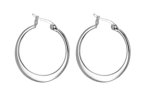 Sterling Silver 25mm Flat Graduated Hoop Earrings