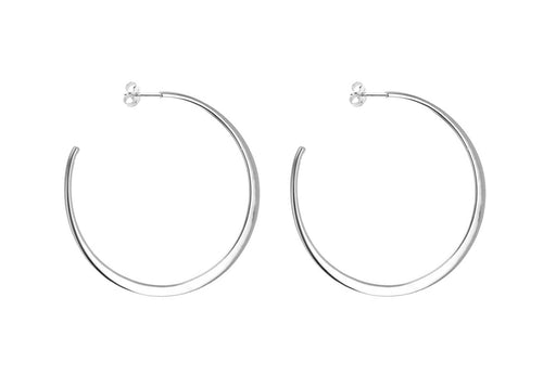 Sterling Silver 50mm Flat Graduated Hoop Earrings