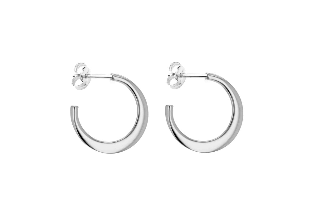 Sterling Silver 20mm Flat Graduated Hoop Earrings