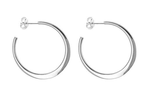 Sterling Silver 30mm Flat Graduated Hoop Earrings