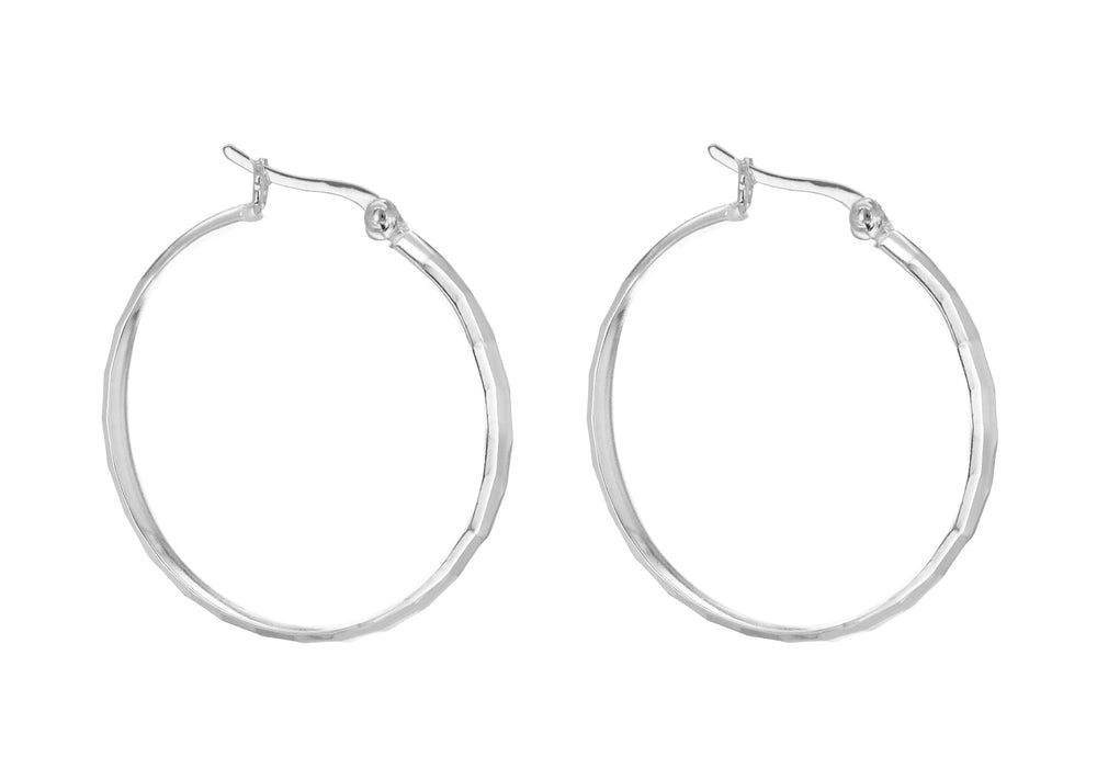 Sterling Silver 30mm Diamond Cut Creole Earrings