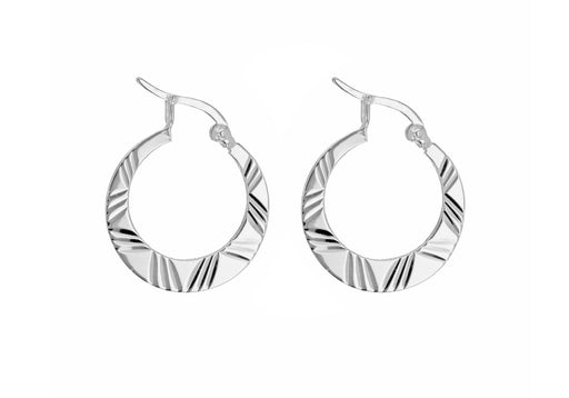 Sterling Silver 22mm Diamond Cut Flat Creole Earrings