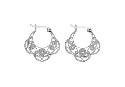 Sterling Silver 23mm Textured Filigree Creole Earrings