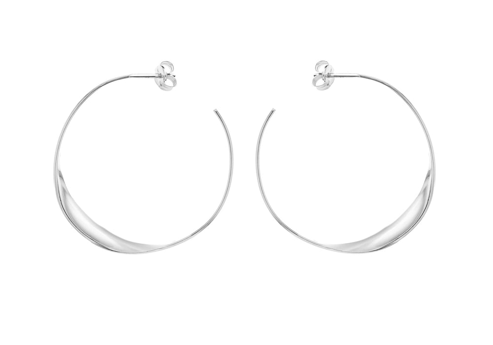 Sterling Silver 40mm Single Twist Hoop Earrings