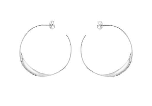 Sterling Silver 37mm Flat Twist Hoop Earrings