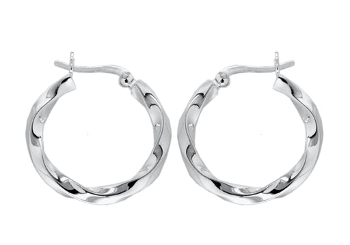 Sterling Silver 25mm Twist Creole Earrings