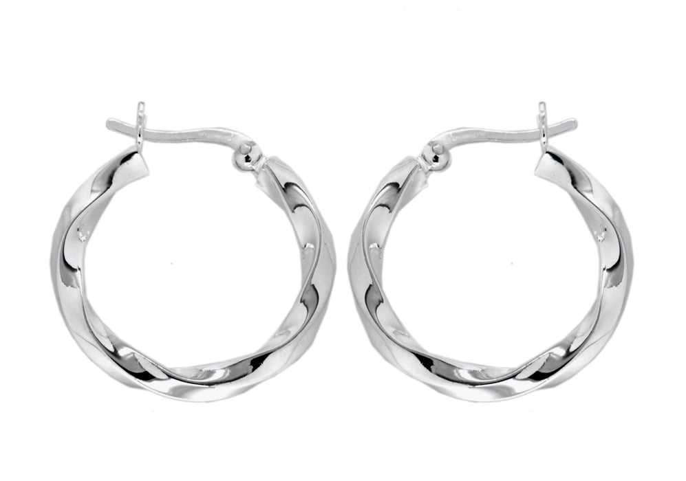 Sterling Silver 25mm Twist Creole Earrings