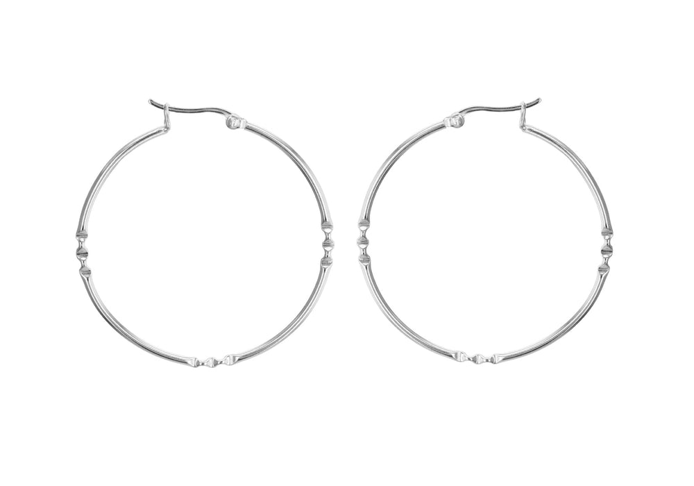 Sterling Silver 40mm Twist Pattern Creole Earrings