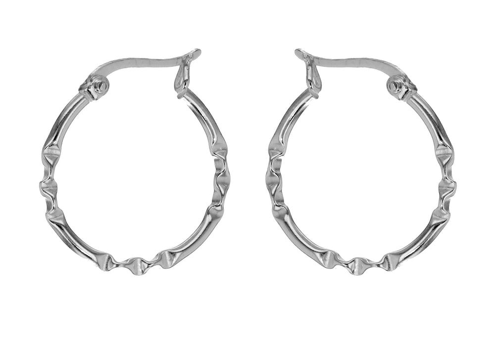 Sterling Silver 20mm Twist Pattern Creole Earrings