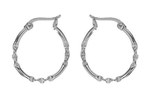 Sterling Silver 20mm Twist Pattern Creole Earrings