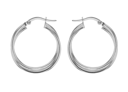 Sterling Silver 30mm Double Twist Creole Earrings