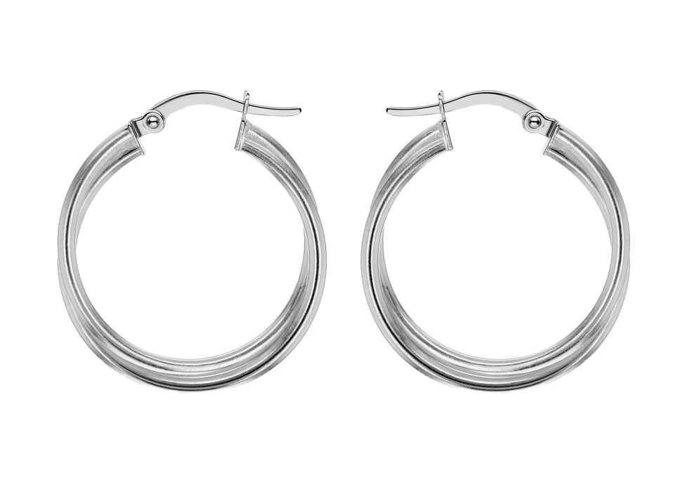 Sterling Silver 30mm Double Twist Creole Earrings