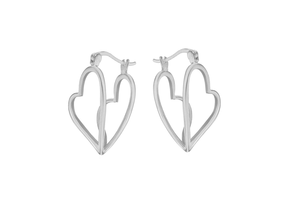 Sterling Silver Double CutoCut Heart Creole Earrings