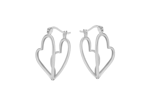 Sterling Silver Double CutoCut Heart Creole Earrings