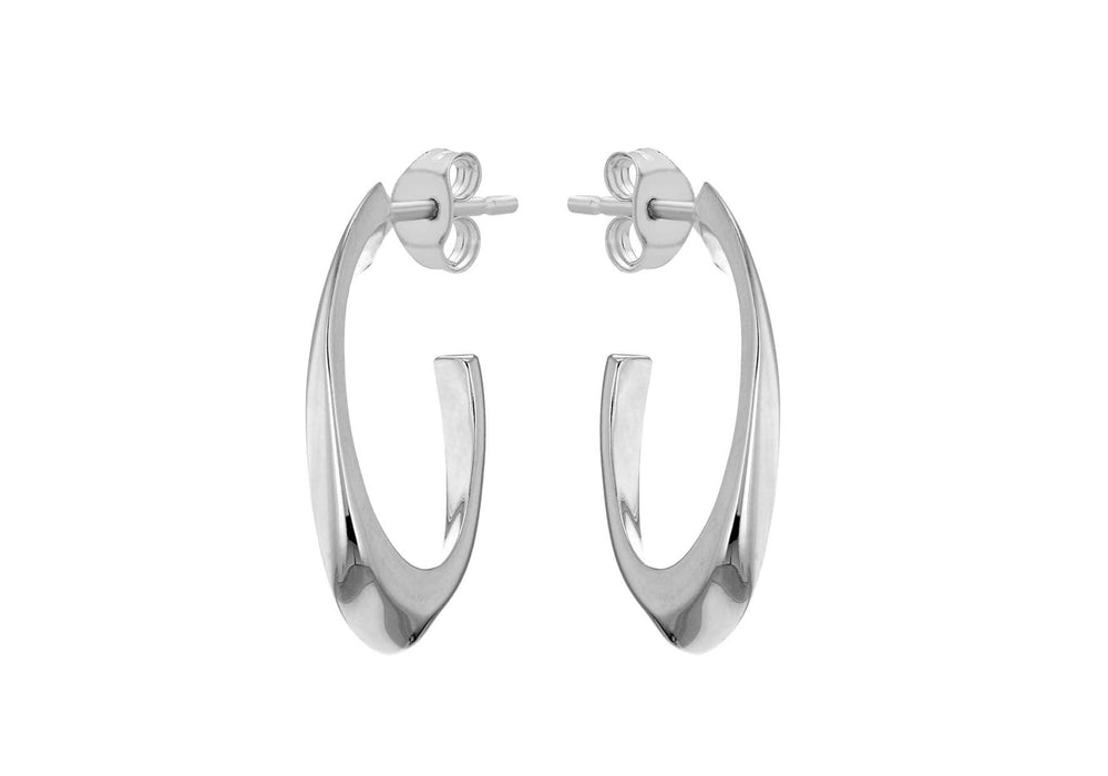 Sterling Silver Oval Offset Creole Earrings