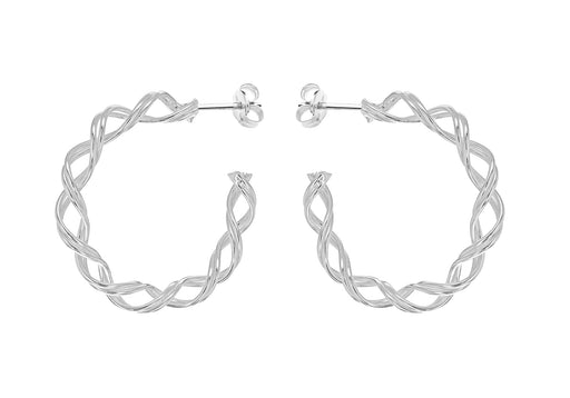 Sterling Silver 28mm Double Twist Hoop Earrings