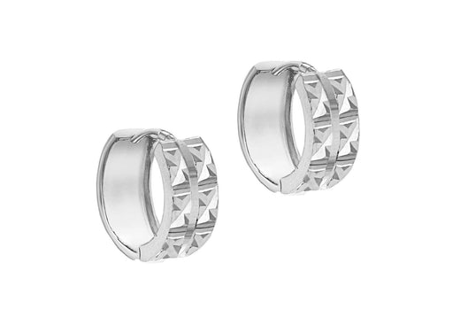 Sterling Silver 13.5mm Diamond Cut Huggy Earrings