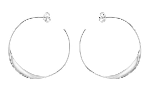 Sterling Silver Rhodium Plated 35mm Twist Hoop Earrings