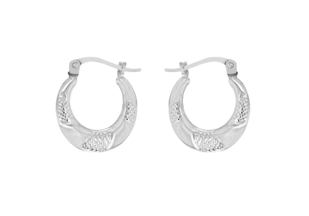 Sterling Silver Patterned Creole Earrings