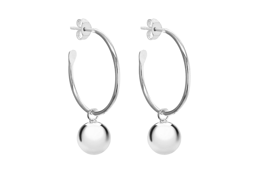 Sterling Silver 10mm Ball and 24mm Hoop Earrings