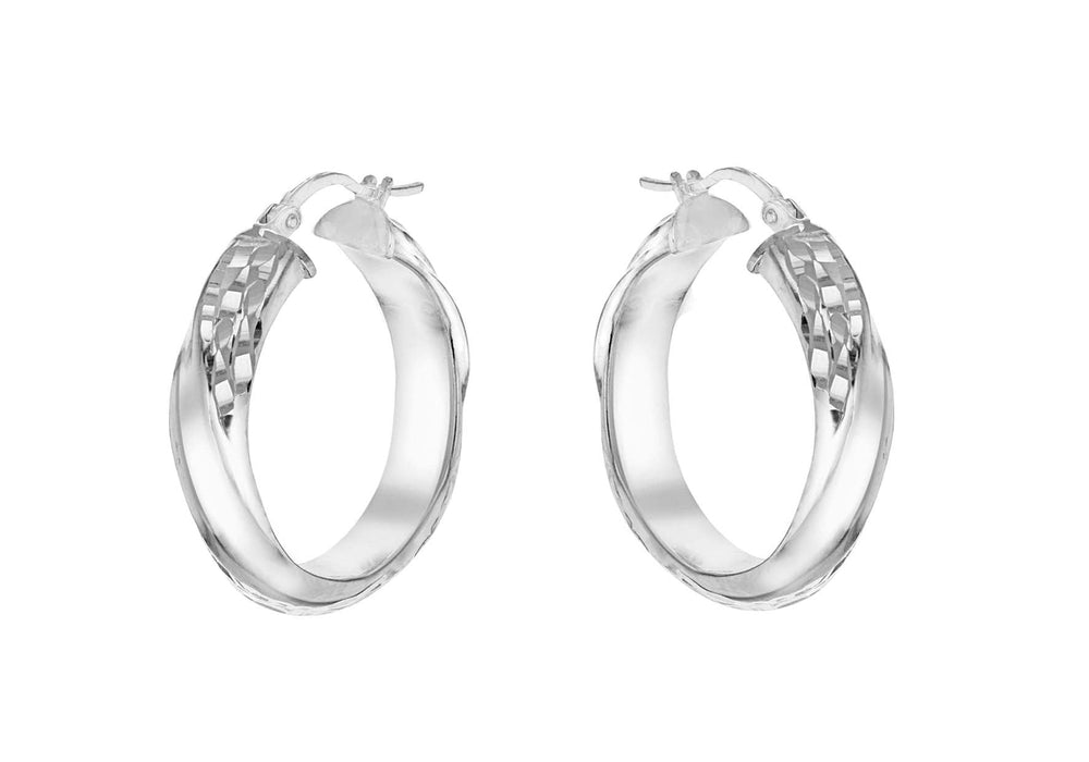 Sterling Silver 26mm Twisted Round Creole Earrings