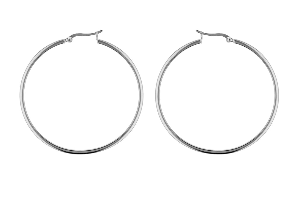 Sterling Silver 50mm Square Tube Hoop Earrings