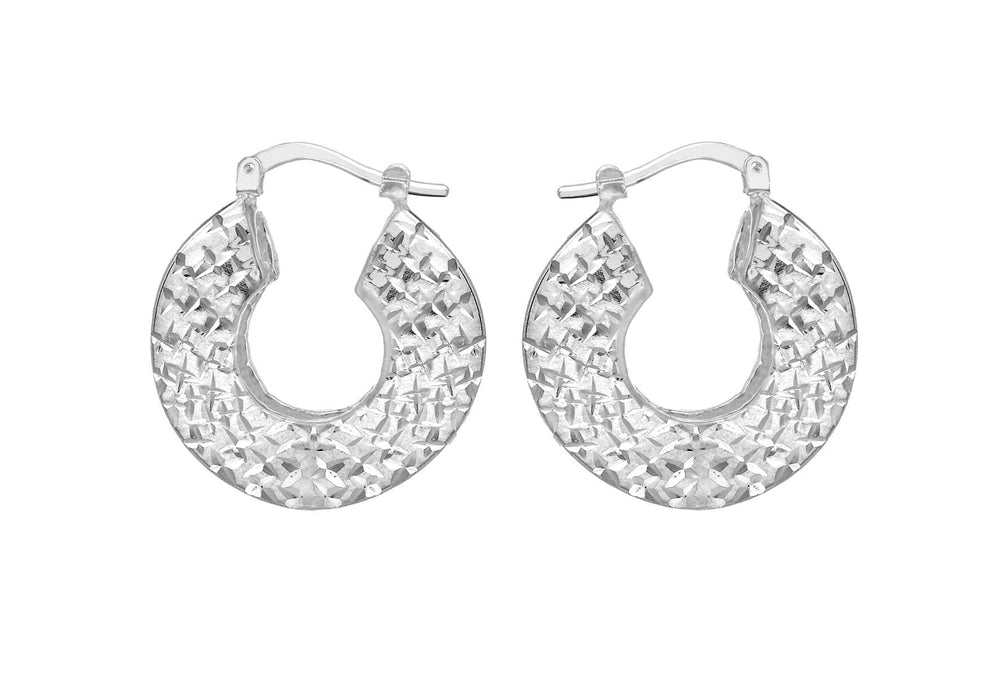 Sterling Silver 24mm Diamond Cut Creole Earrings