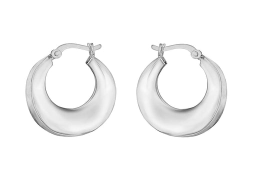 Sterling Silver Rhodium Plated Graduated Hoop Earrings