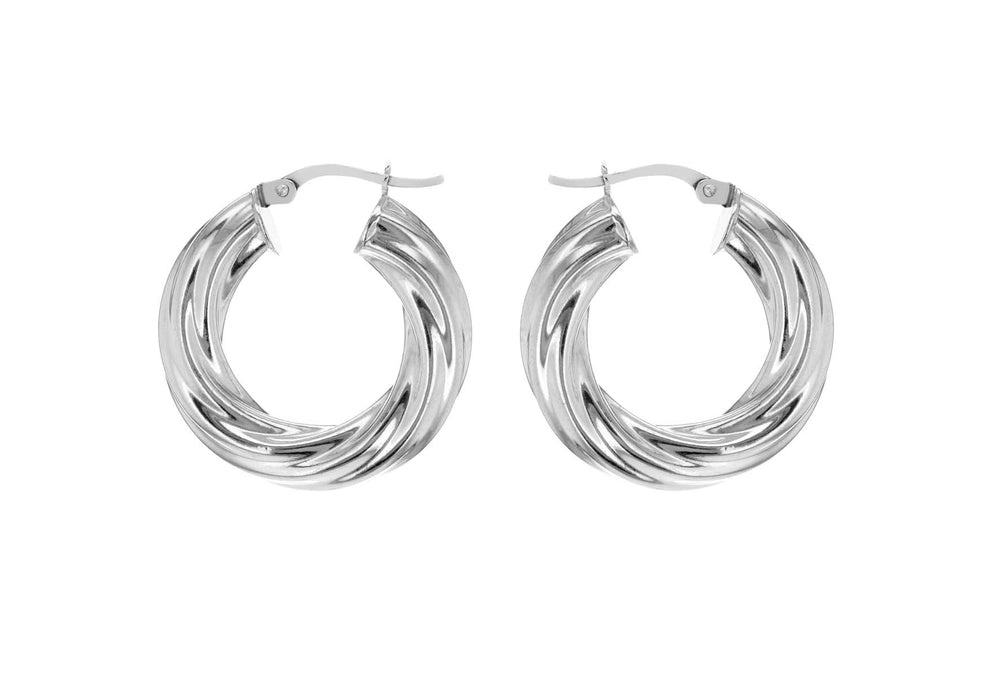 Sterling Silver 27mm Twisted Hoop Earrings